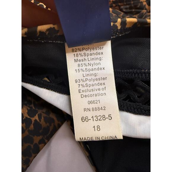 Swimsuits For All Leopard Print One-Piece Swimsuit – Size 18 – Mesh Trim - Picture 7 of 8